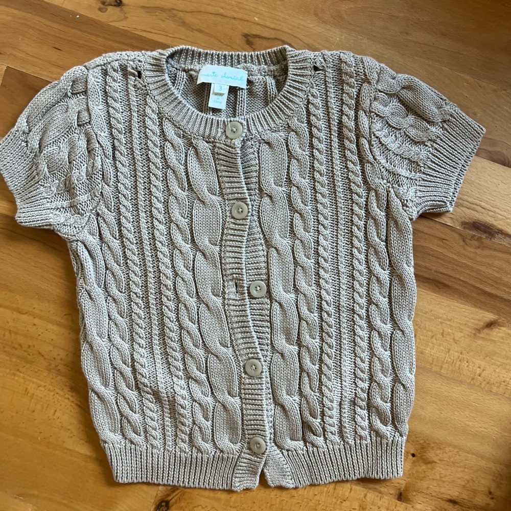 Marie Chantal size 3 Cable Knit Short Sleeve Sweater